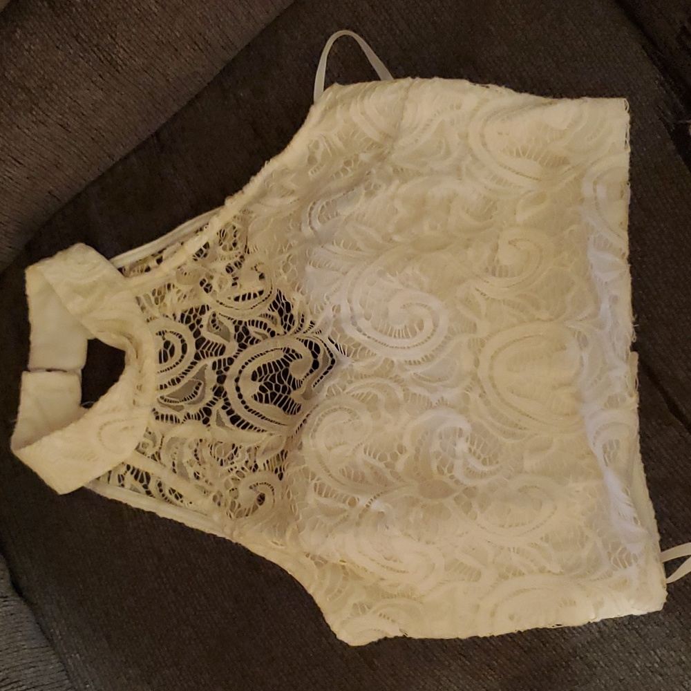 white laced cropped top